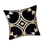 Black Velvet Throw Pillow with Gold Embroidery - Palazzo Collection, 20 X 20