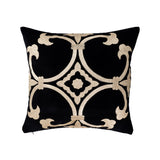 Black Velvet Throw Pillow with Gold Embroidery - Palazzo Collection, 20 X 20