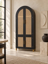 black rattan arched cabinet