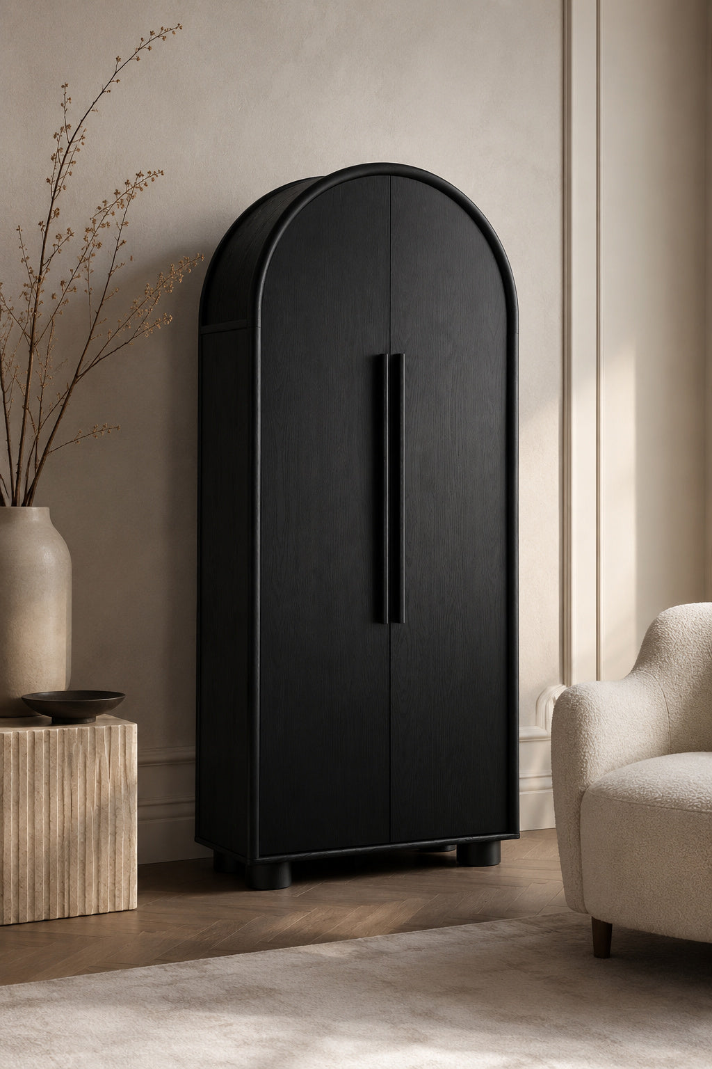 tall black arched cabinet - oroa