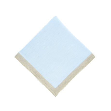 Blue Linen Napkins With Sparkle Borders, Set of 4