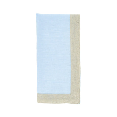 Blue Linen Napkins With Sparkle Borders, Set of 4