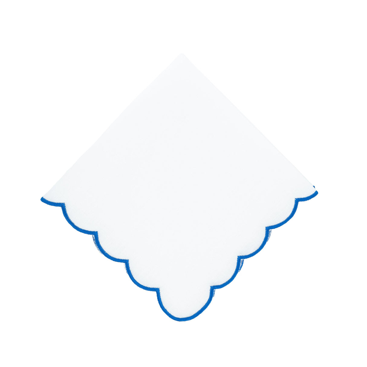 Blue Scalloped Linen Napkins, Set of 4