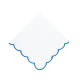 Blue Scalloped Linen Napkins, Set of 4