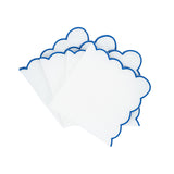 Blue Scalloped Linen Napkins, Set of 4