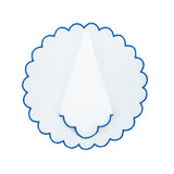 Blue Scalloped Linen Napkins, Set of 4