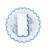 Blue Scalloped Linen Napkins, Set of 4
