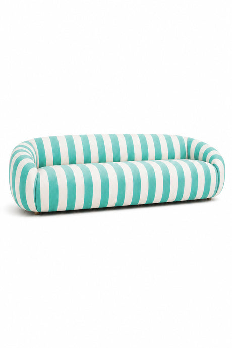 blue striped sofa