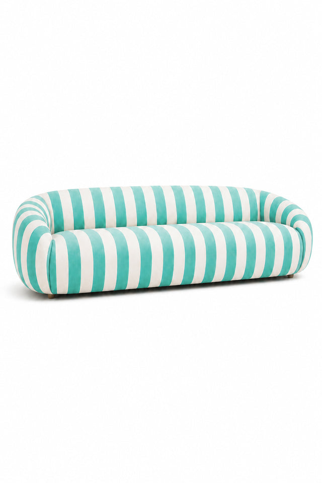blue striped sofa