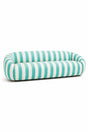 blue striped sofa