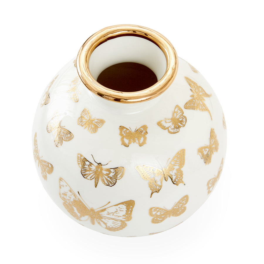 Gold Butterfly Porcelain Vase | Jonathan Adler Botanist | Oroa.com