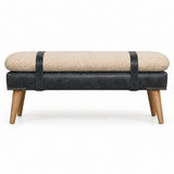 Nordic Bouclé and Leather Bench | OROA