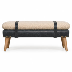 Nordic Bouclé and Leather Bench - OROA - view 1