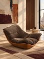 Modern Brown Textured Fabric Oversized Lounge Chair - Maison Naturelle