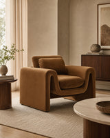 chair brown velvet curved - oroa