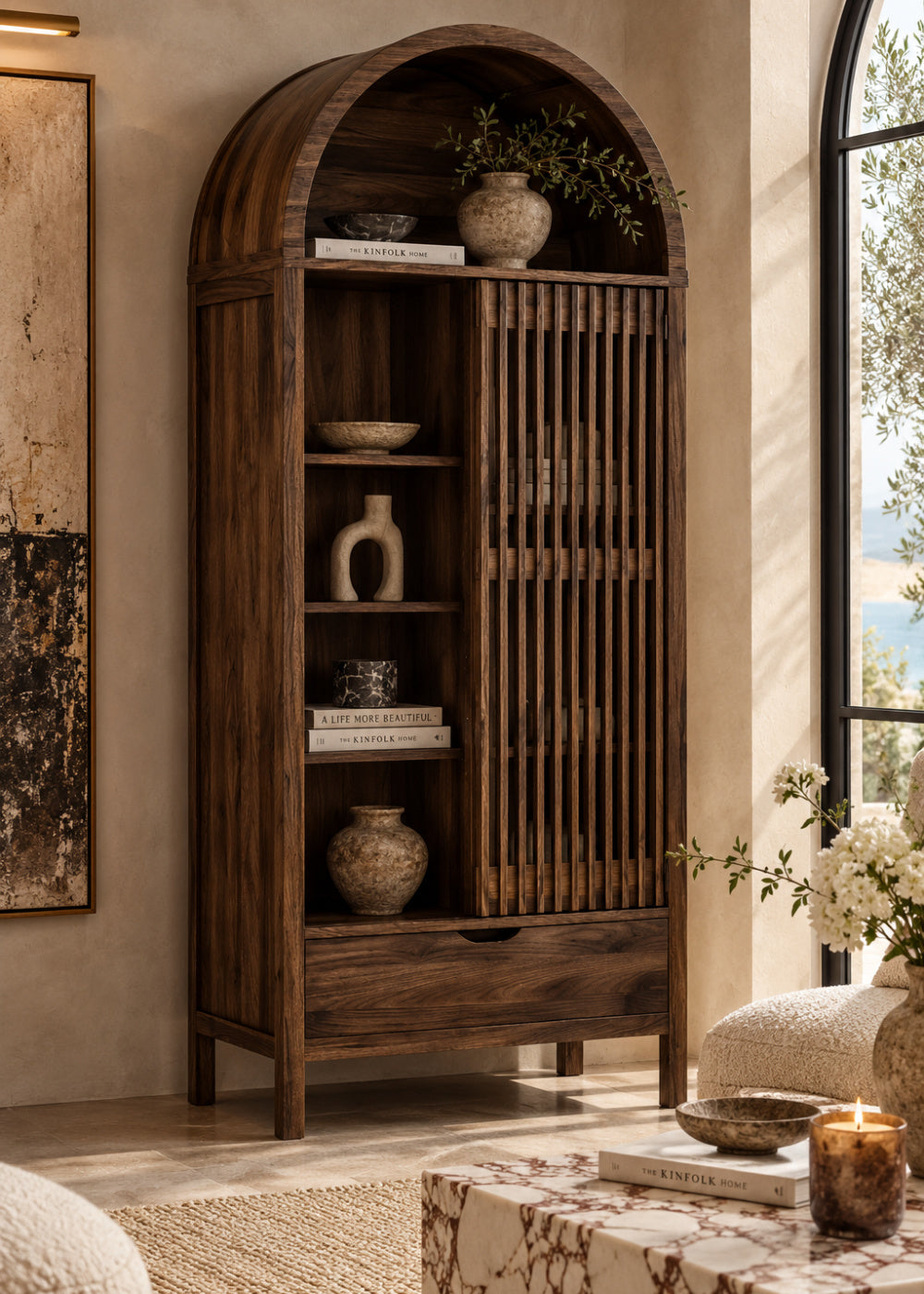 arched brown cabinet - oroa