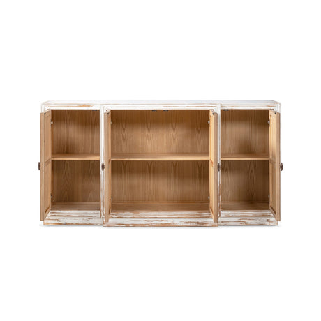 Amelie Patchwork 4-Door Sideboard, Antique White and Medium Brown Reclaimed Pine - OROA Online Furniture
