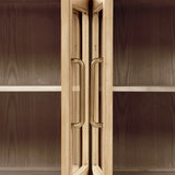 Marlowe Glass Door Sideboard with Brass Handles, Brushed White Reclaimed Pine - OROA Online Furniture