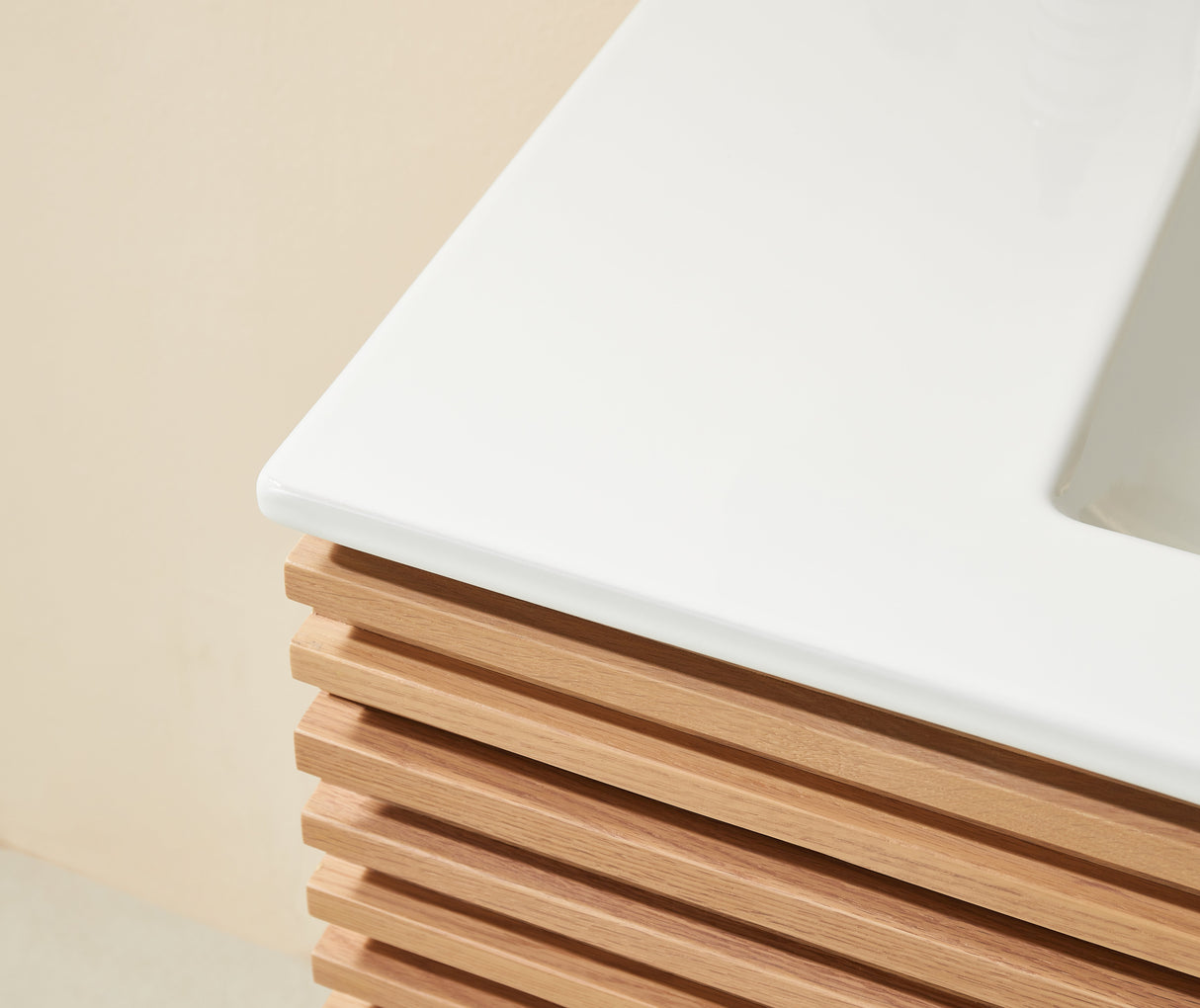 Wall Mounted Floating Single Vanity Cabinet with Ceramic Top - OROA