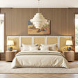 Capri Extended Headboard Cane Platform Bed, Antique White Polyester - OROA Online Furniture