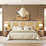 Capri Extended Headboard Cane Platform Bed, Antique White Polyester - OROA Online Furniture