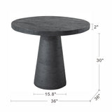 Textured Black Round Pedestal Dining Table – OROA, view 6