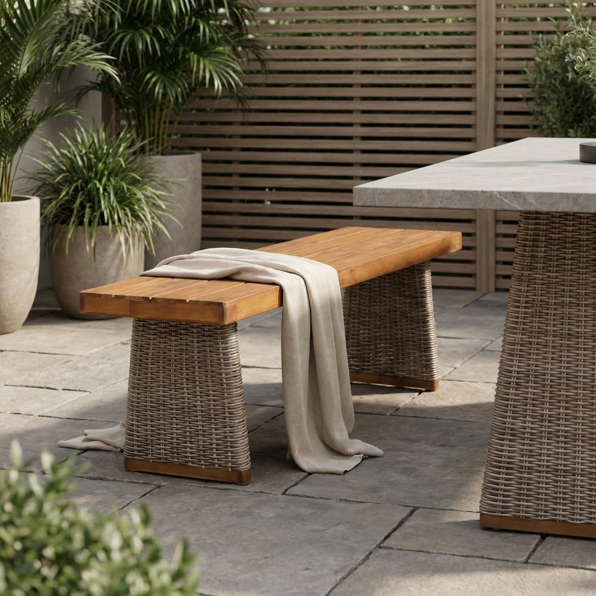 Outdoor Acacia Teak Wood Bench - OROA