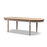 Colette Reclaimed Pine Oval Dining Table, Antique Natural Brown Top and Blue-Grey Base - OROA Modern Furniture