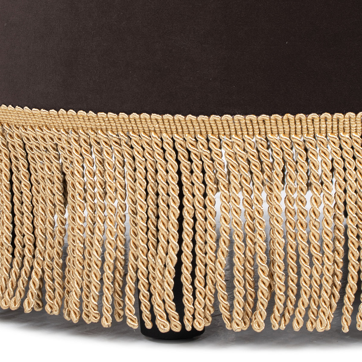 Yolanda Round Upholstered Accent Ottoman, Deep Brown Performance Velvet - OROA Online Furniture