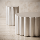 silver coffee table set.