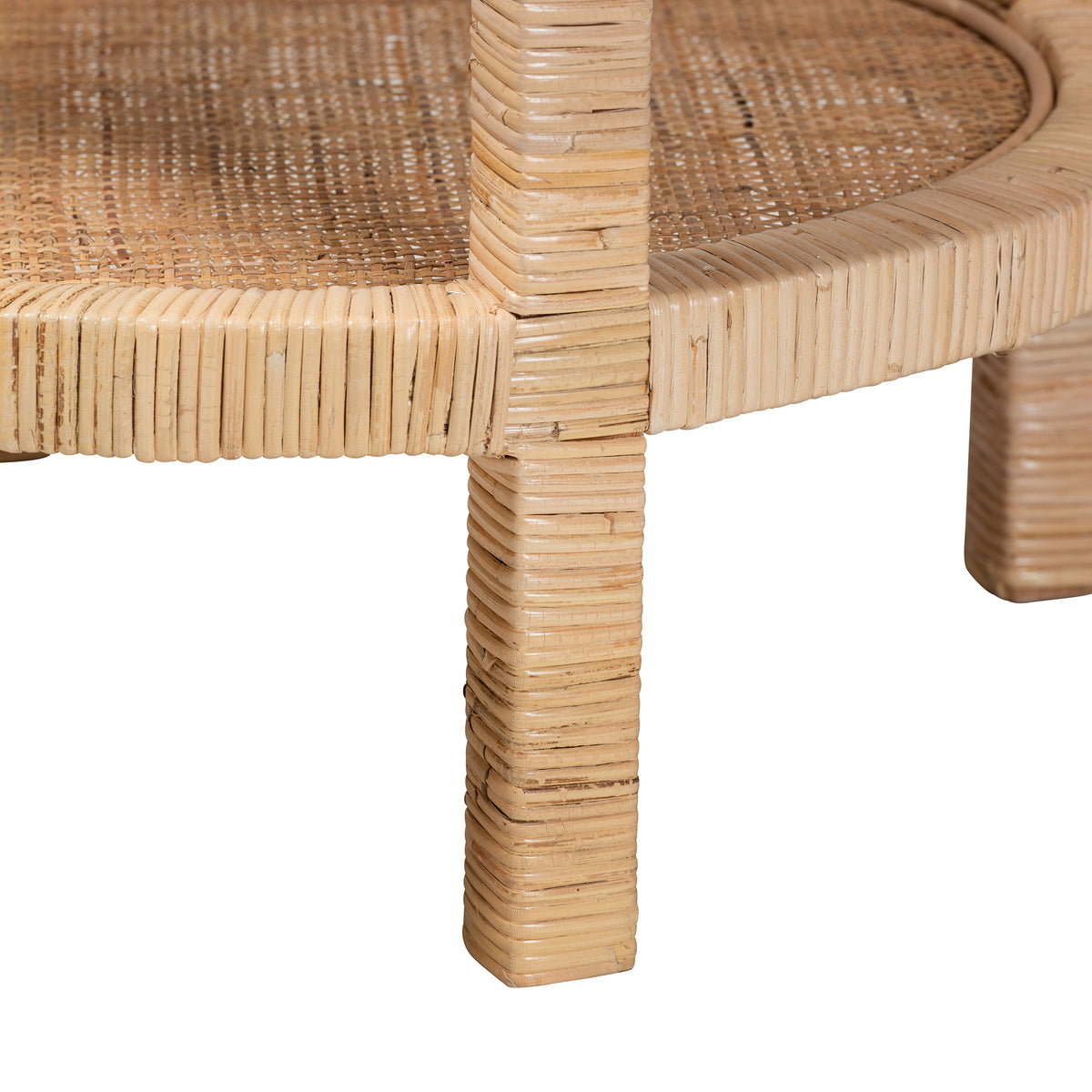Rattan and Mahogany Two Tier Round Side Table – OROA, view 3