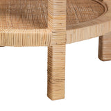 Rattan and Mahogany Two Tier Round Side Table – OROA, view 3
