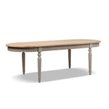 Colette Reclaimed Pine Oval Dining Table, Antique Natural Brown Top and Blue-Grey Base - OROA Modern Furniture