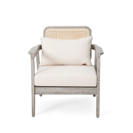 Outdoor Acacia Wood Patio Club Chairs with Cushions (S/2)