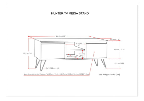 Hunter - TV Media Stand - Umber Brown Stain