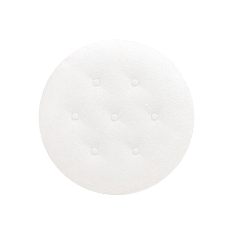Round Upholstered Accent Ottoman - Almond White