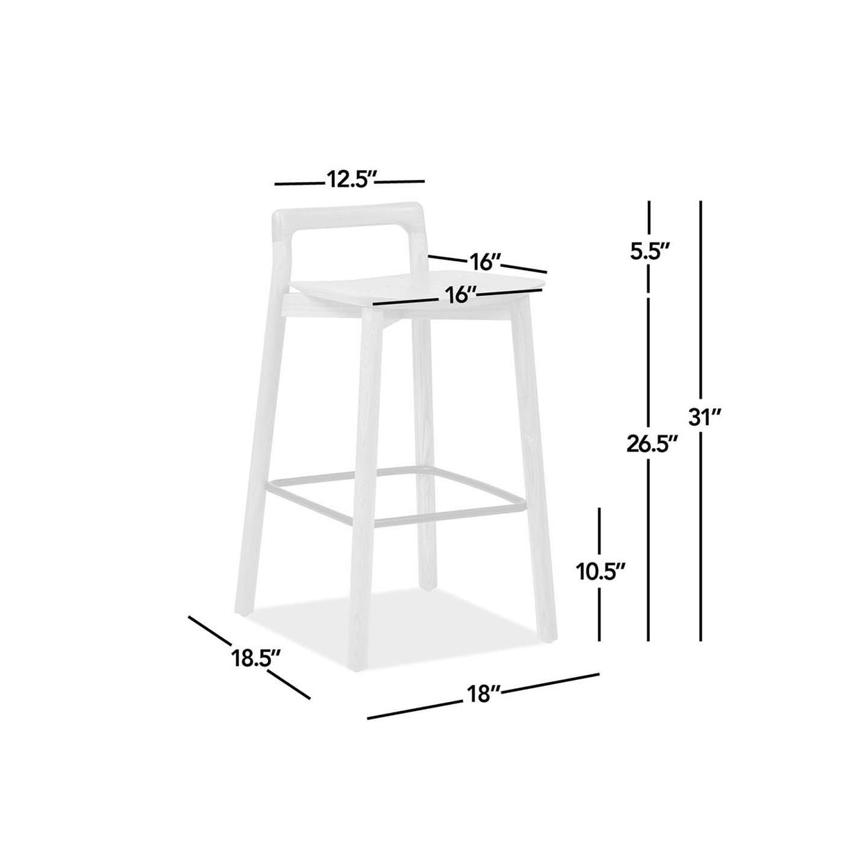 Minimalist Low Back Walnut Counter Stool - OROA