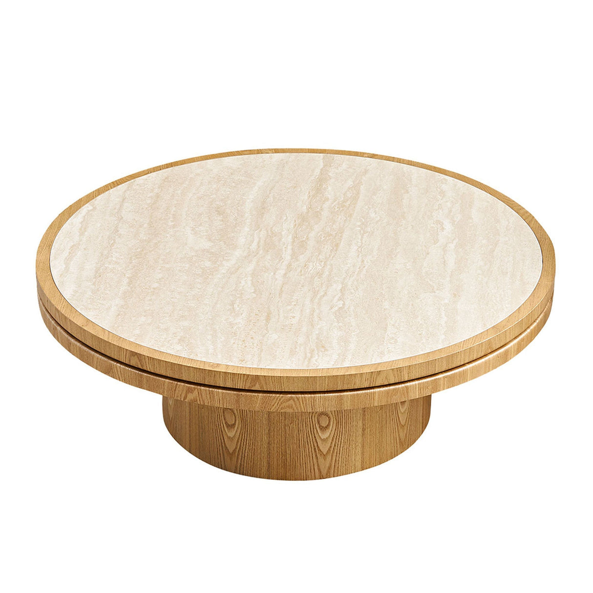 Natural Round Coffee Table with Sintered Stone Top - OROA