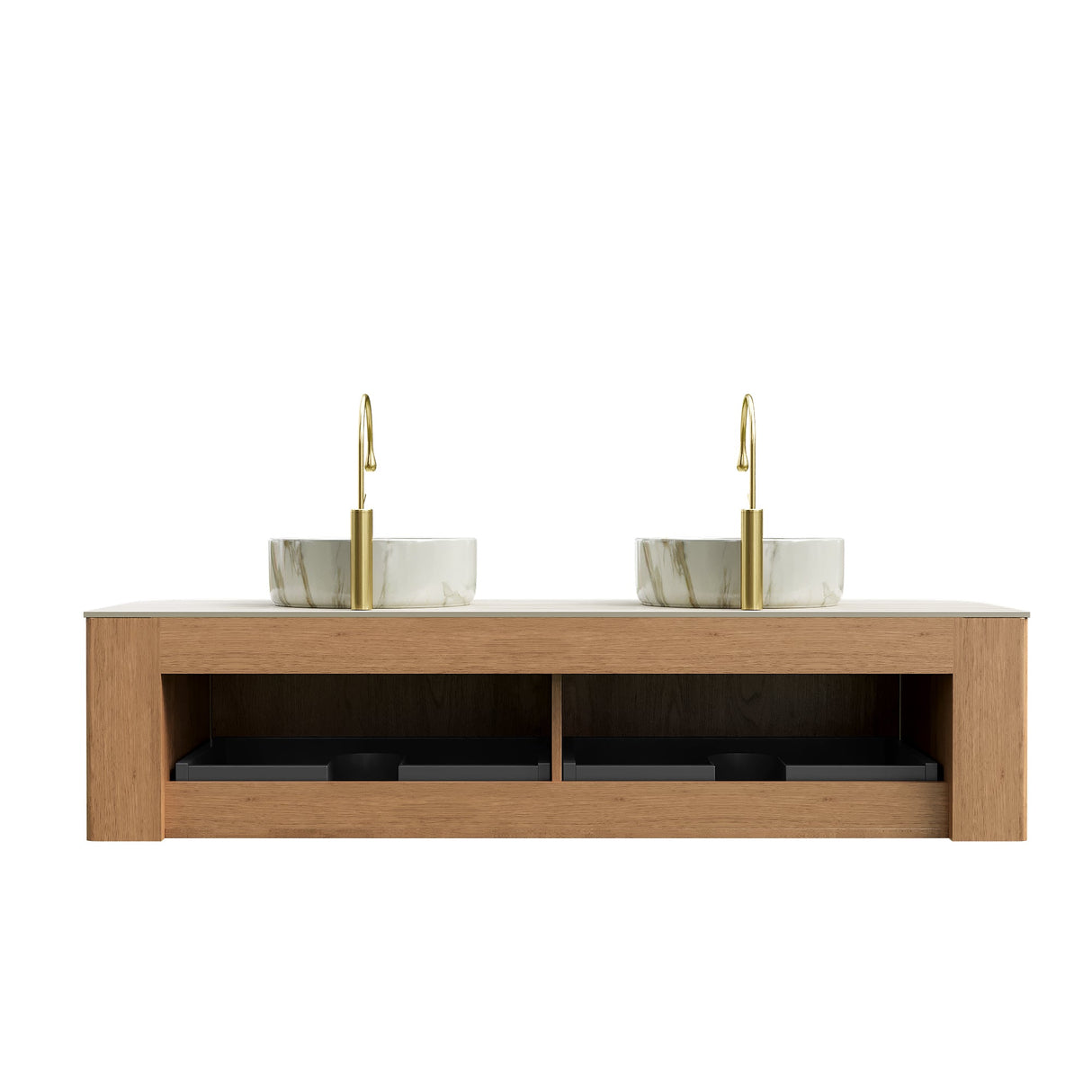 Nordic Bathroom Vanity, Ceramic Basins Stone Top - OROA