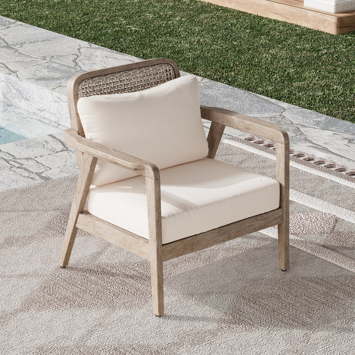 Outdoor Acacia Wood Patio Club Chair - OROA