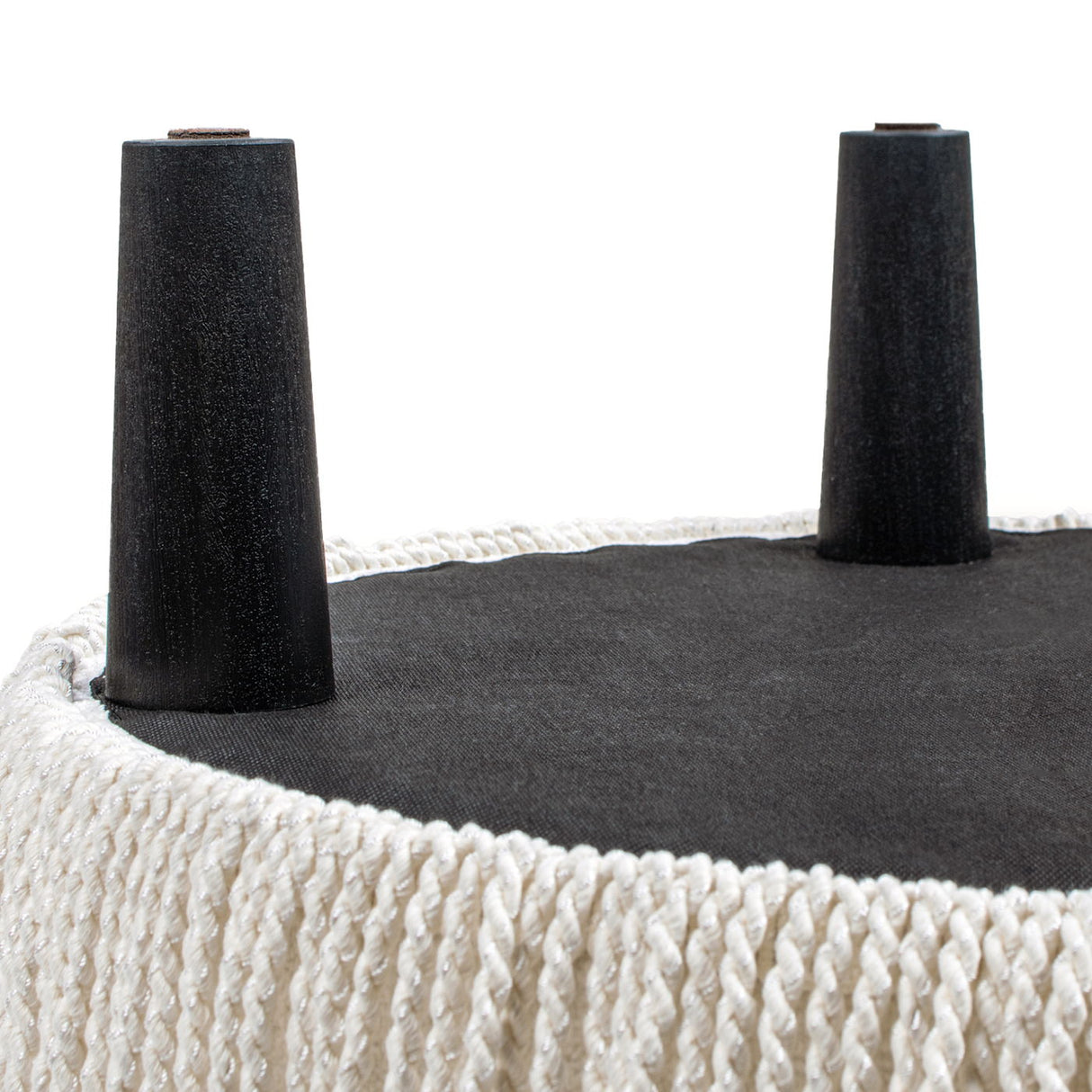 Round Upholstered Accent Ottoman - Almond White