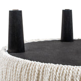 Round Upholstered Accent Ottoman - Almond White