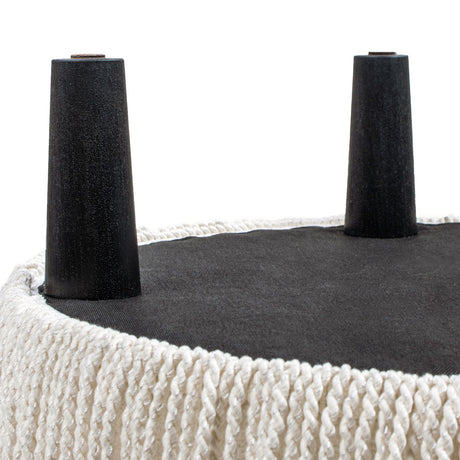 Round Upholstered Accent Ottoman - Almond White