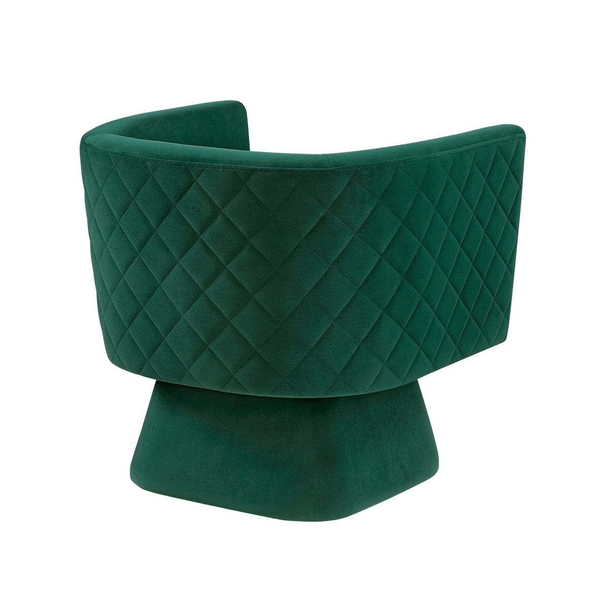 Emerald Green Diamond Stitched Velvet Swivel Chair – OROA, view 4