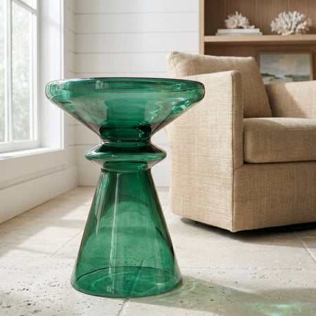 green glass console