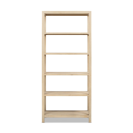 Ellis Reclaimed Pine 5-Shelf Open Frame Bookcase, Light Natural Cerused - OROA Online Furniture