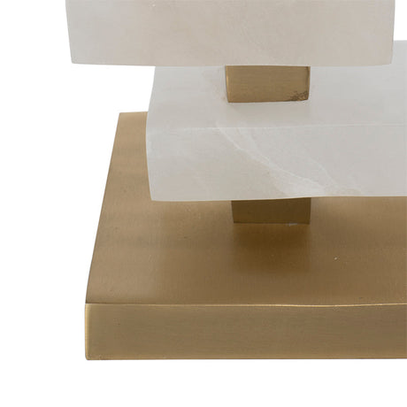White and Gold Alabaster Slab Table Lamp