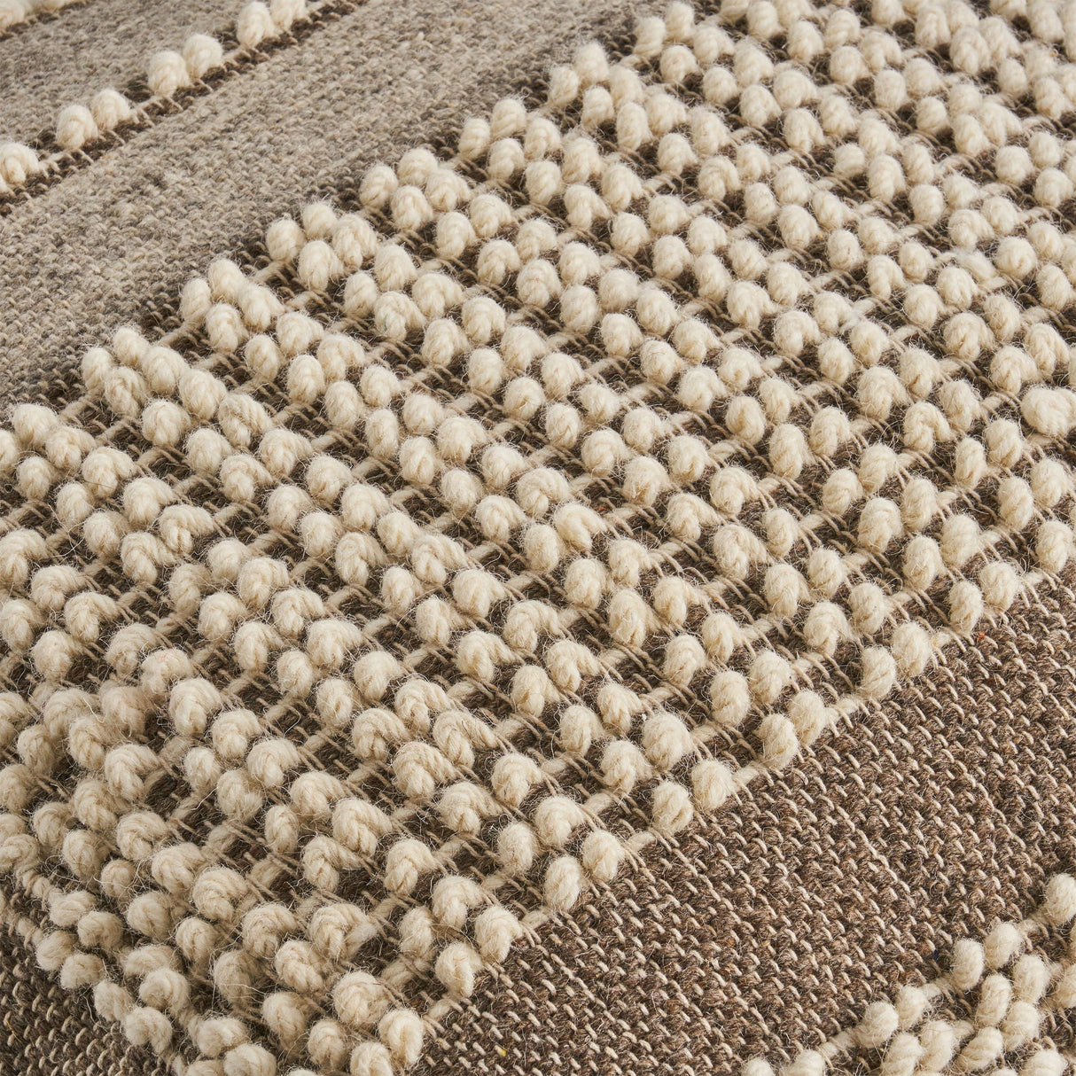 Rustic Wool And Cotton Large Pouf, Handcrafted Tufted Design
