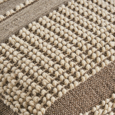 Rustic Wool And Cotton Large Pouf, Handcrafted Tufted Design