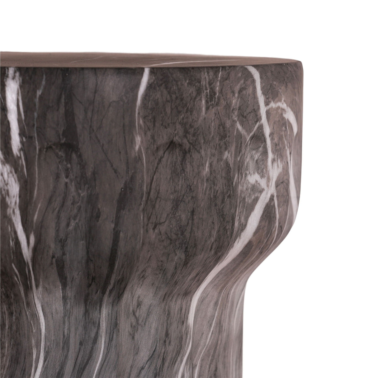 Round Geometric Outdoor/Indoor End Table - Marble